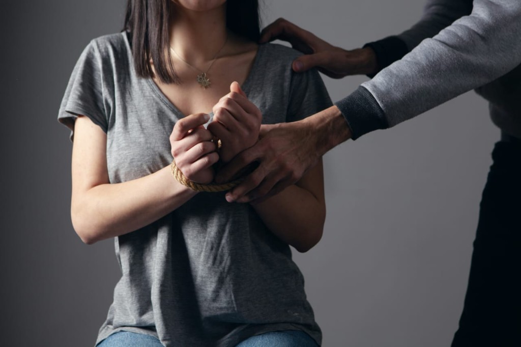 Symbolic image representing restraint and domestic violence awareness